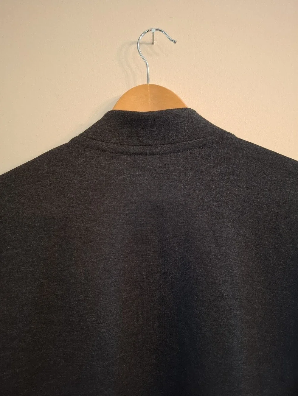 Charcoal Gray Snap Front Mock Neck Jacket Size L Fisherman Grandpa Minimalist LN